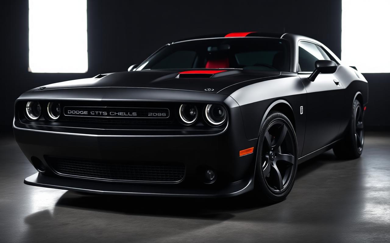 Dodge Challenger - Matte Black + Red Accent Wrap